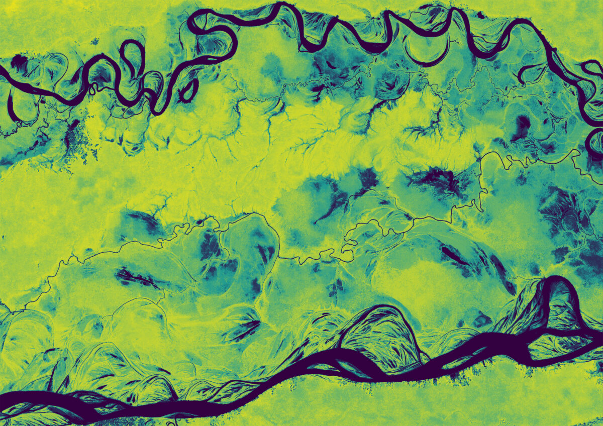 High resolution aboveground carbon density data along the Amazon River. Courtesy of Planet.